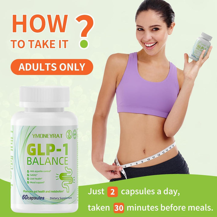 GLP-1 Capsules - Appetite Suppressants Women and Men, for Intestinal Health, Energy and Metabolism Improvement (60 Capsules)