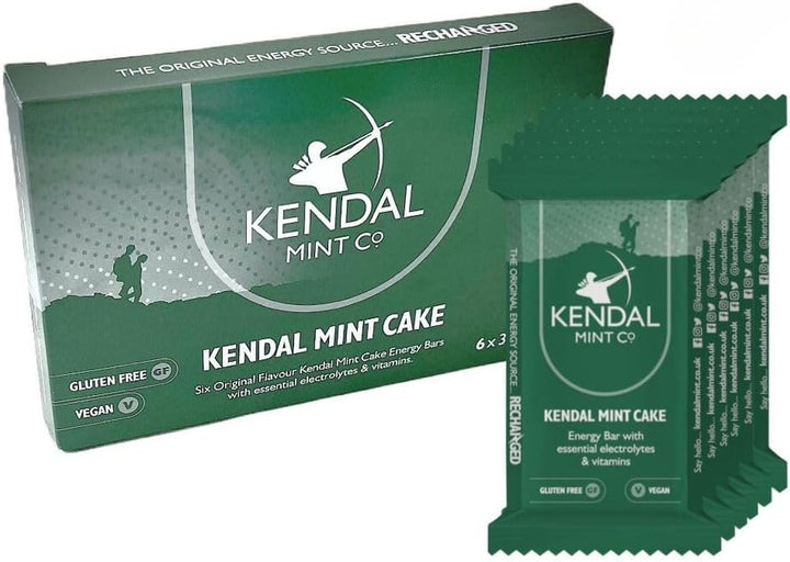KMC Energy Bars Pocket-Sized, Original Flavour, Kendal Mint Cake Recharged, Vegan, Gluten Free with Essential Electrolytes & Vitamins35G (Original, Pack of 6)