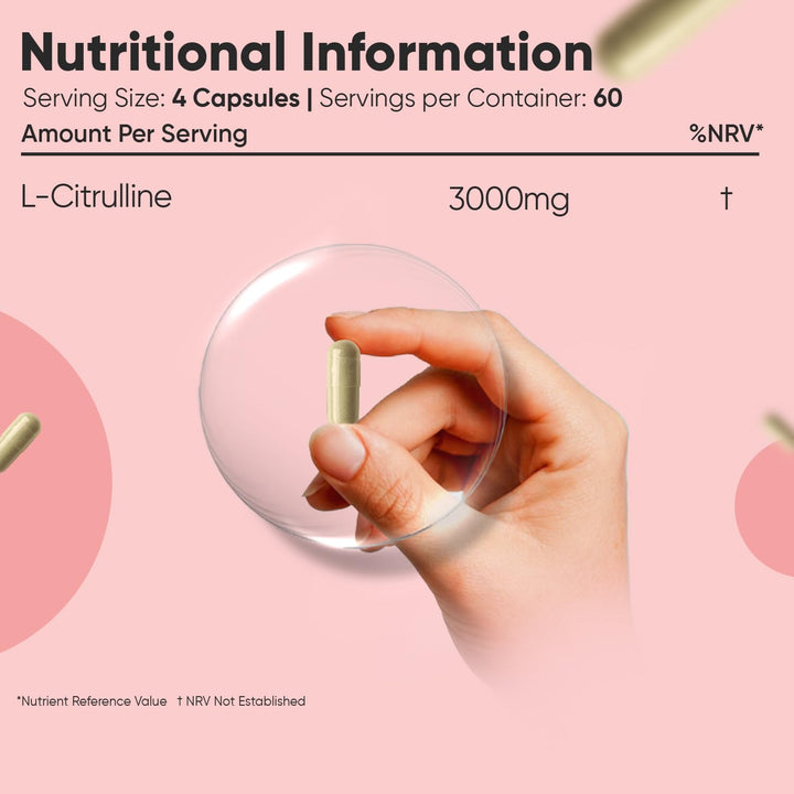 L Citrulline 3000Mg - 240 Capsules - 2 Months Supply - Vegan-Friendly & Gluten-Free L Citrulline Powder Capsules - Non-Gmo & Magnesium Stearate-Free Supplement