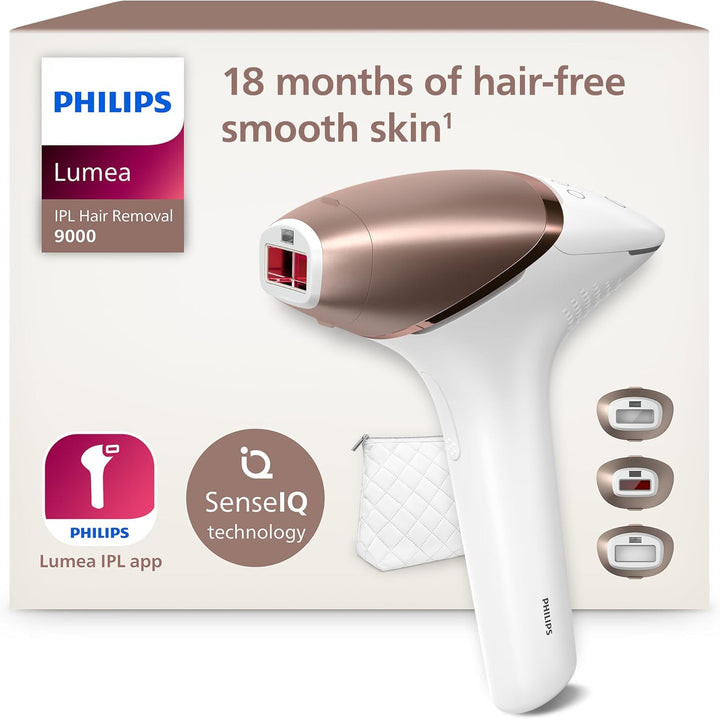 Lumea 9000 Series IPL Hair Removal Device - Laser Hair Removal Alternative, Senseiq Technology, 3 Attachments for Body, Face and Precision Areas, Corded & Cordless Use, Model BRI955/00