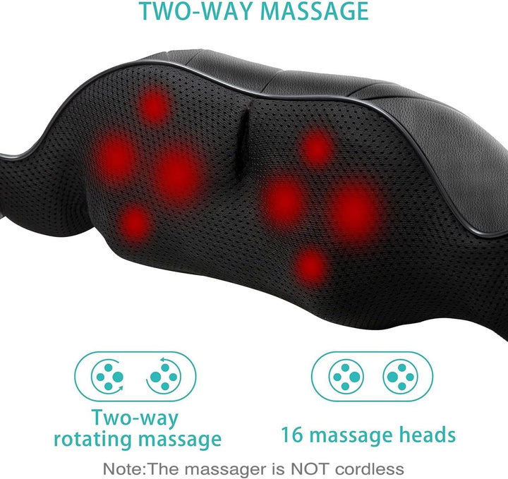 Shiatsu Neck and Shoulder Massager,  Back Massager with Heat, Deeper Tissue 4D Kneading Massage for Shoulder, Neck and Back, Use at Home, Office, Car - Birthday Gift for Women/Men/Mom/Dad
