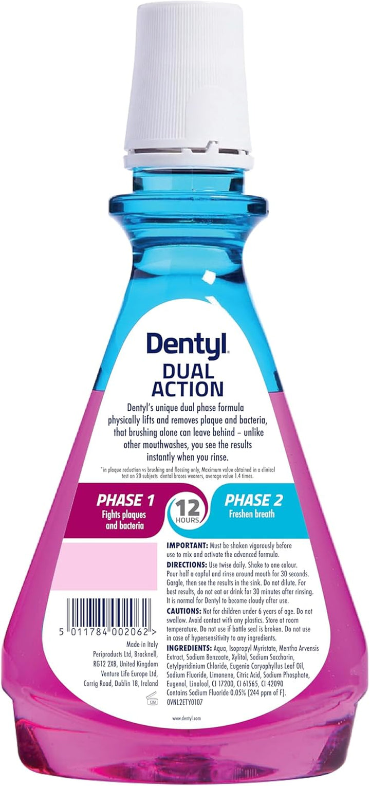 Dual Action CPC Mouthwash, 12Hrs Fresh Breath & Total Care, Alcohol Free, Fresh Clove, 500 Ml