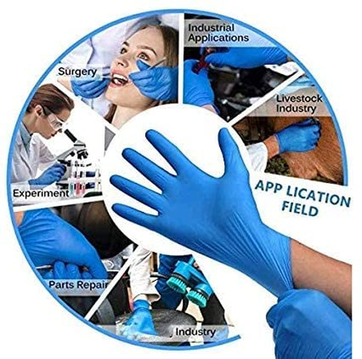 Blue Vinyl Disposable Gloves Large 100 Pack - Latex Free, Powder Free Medical Exam Gloves - Surgical, Home, Cleaning, and Food Gloves - Ambidextrous (L Pack of 100)
