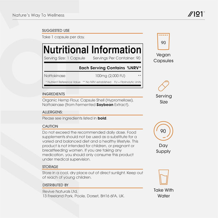 Nattokinase 100Mg (2000 FU) – Made with Bioperine® for Enhanced Abosorption - 90 Vegan Capsules (3 Months Supply) - Resealable and Recyclable Pouch by