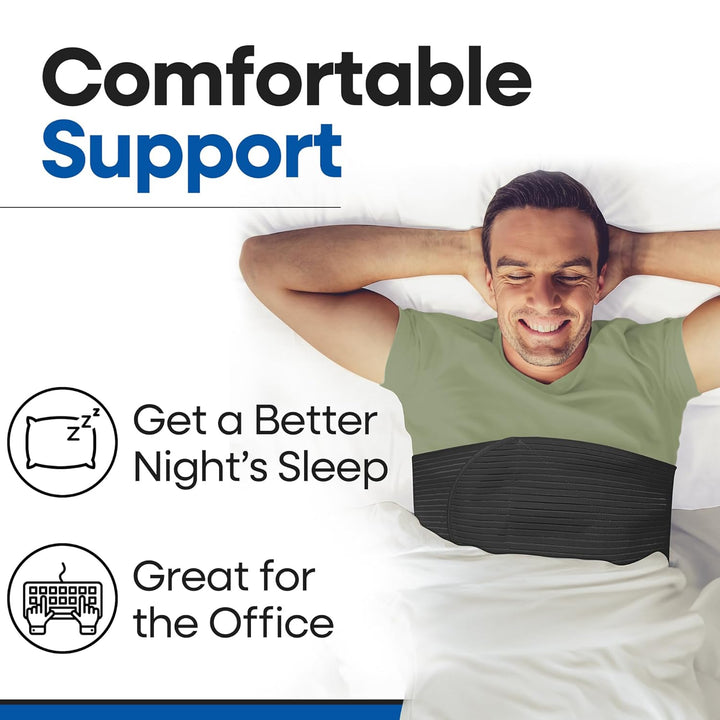 Rib Brace Chest Binder | Rib Belt to Reduce Rib Cage Pain | Chest Compression Support for Rib Muscle Injuries, Bruised Ribs | Breathable Chest Wrap Rib Brace for Women Men (Large/Xl - Black - 44 Inch)