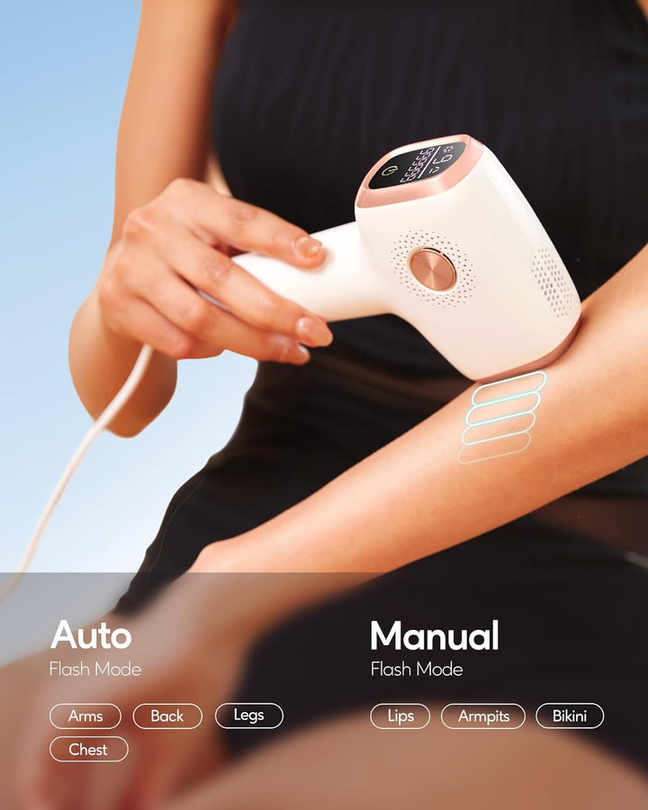 IPL Hair Removal Device with Ice Cooling Function,999999 Flashes 9 Level Painless Long Lasting Hair Remover System for Facial,Bikini,Body (White)
