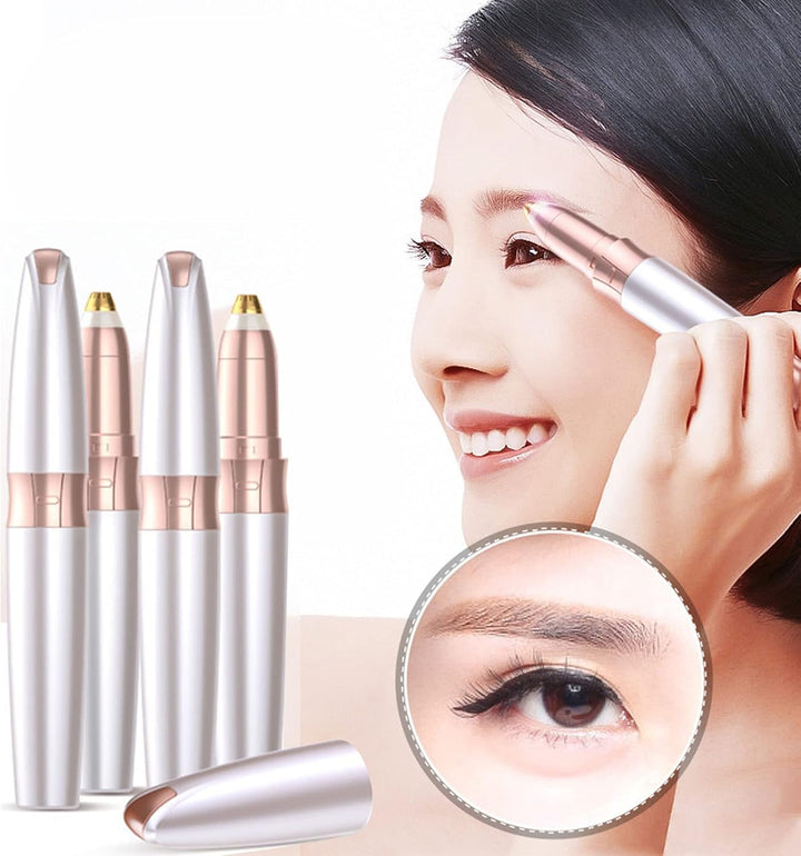 Electric Eyebrow Trimmer, Rechargeable Stainless Steel Automatic Eyebrow Groomer for Women Lady Girl (Gold)