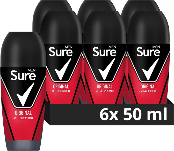 Men Original Roll on Deodorant Antiperspirant with Motionsense Technology for 48 Hour Protection against Sweat and Odour 50 Ml, Pack of 6