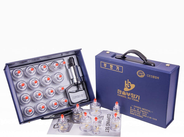 Professional Cupping Therapy Equipment Set with Pumping Handle 17 Cups & English Manual (Made in Korea)