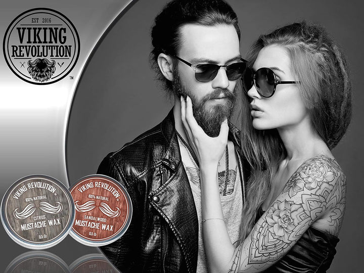 Mustache Wax 2 Pack - Beard Wax & Moustache Wax for Men - Strong Hold Helps Train Tame & Style - Mustache Wax Men (Citrus & Sandalwood, 2 Pack)