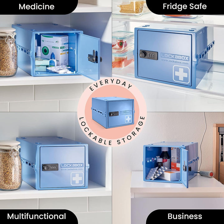 One™ | Premium Lockable Medicine Box (10L) | Lightweight & Hygienic Medicine Lock Box | Made in Britain | External Size 31 X 21 X 17 Cm (Medi Blue)