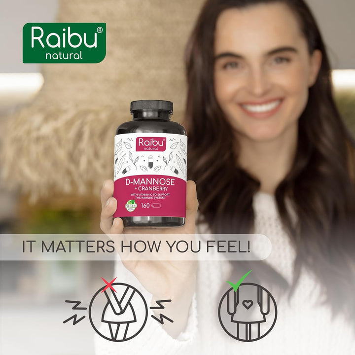 D Mannose 2100 Mg Complex - High Strength D- Mannose with Cranberry & Vitamin C for Urinary Tract & Bladder Health - 160 Capsules,