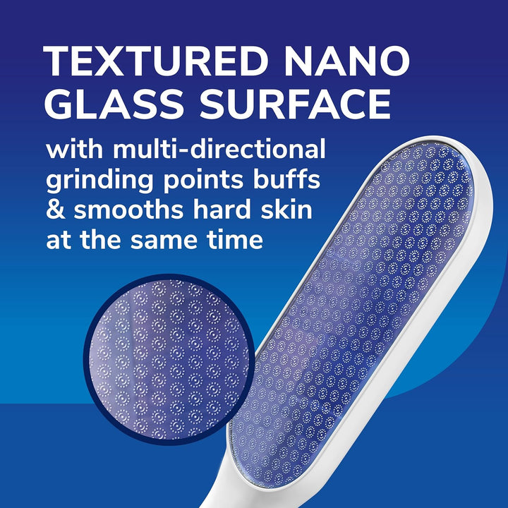 Dr. Scholl’S Nano Glass Foot File - Immediately Removes Hard Skin on Wet or Dry Feet, Waterproof & Rustproof, Gentle Dead Skin and Callus Remover, Pedicure Foot Scrubber for Shower, Soft-Grip Handle