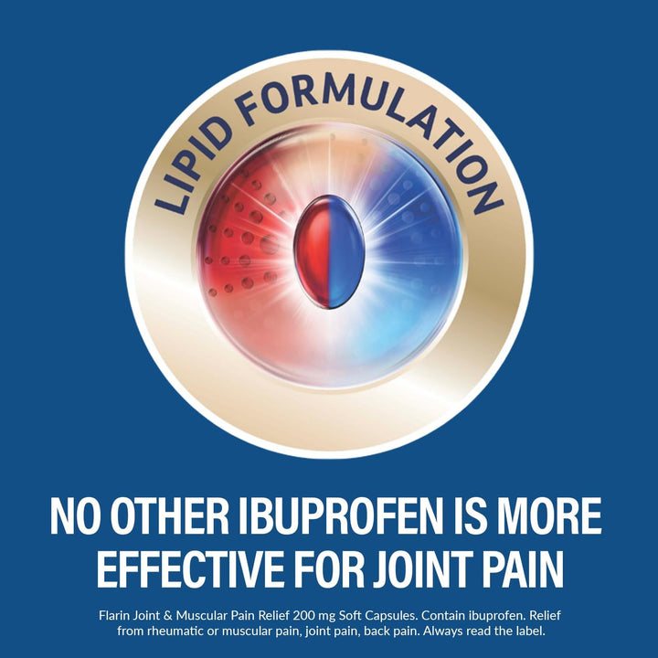 Joint and Muscular Pain Relief, 200 Mg Soft Capsules, Muscle, Rheumatic, Joint and Back Pain Relief, Lipid Ibuprofen, Unique Lipid Formulation, Painkillers, 16 Soft Capsules