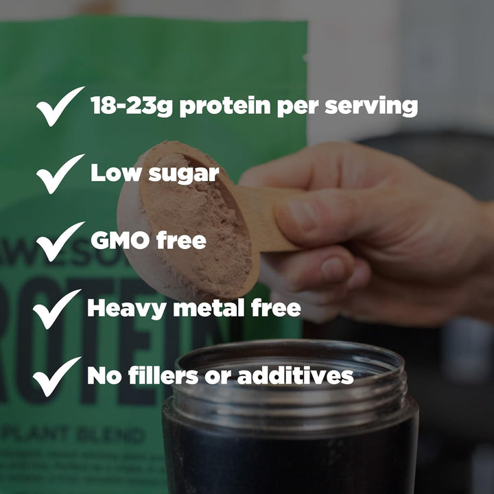 Awesome Supplements – Vegan Protein Powder – Organic 1KG – High Protein Plant-Based Powder – 21,6 G Protein per Serving – Low Calorie, Low Sugar – Pea Protein, Organic Protein (1 KG, Choc & Nut)