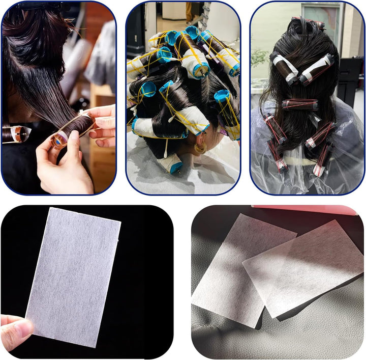 100 PCS Disposable Salon Perm Papers, Hair Perm Kit for Curling and Coloring, Non-Woven End Papers for Professional and Home Use
