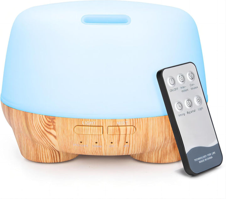 300ML Essential Oil Diffuser,Remote Control Aromatherapy Diffusers Humidifier with Adjustable Mist Mode & Waterless Auto-Off and 7 LED Light Colors for Bedroom,Office,Trip Yoga, SPA, Baby