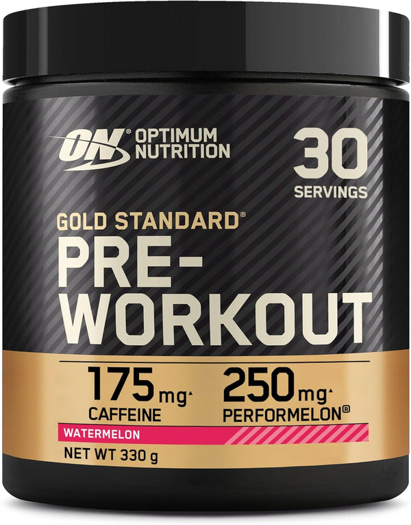 Gold Standard Pre Workout Powder, Energy Drink with Creatine Monohydrate, Beta Alanine, Caffeine and Vitamin B Complex, Nutrition Supplement, Watermelon Flavour, 30 Servings, 330 G
