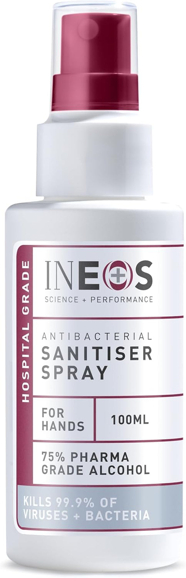 Sanitiser Spray (100 Ml) - Antibacterial Hand Sanitiser 75% Pharma Grade Alcohol Based - Hospital Formula - Effective against 99.9% of Viruses and Bacteria