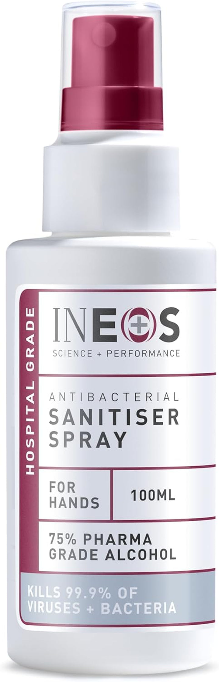 Sanitiser Spray (100 Ml) - Antibacterial Hand Sanitiser 75% Pharma Grade Alcohol Based - Hospital Formula - Effective against 99.9% of Viruses and Bacteria