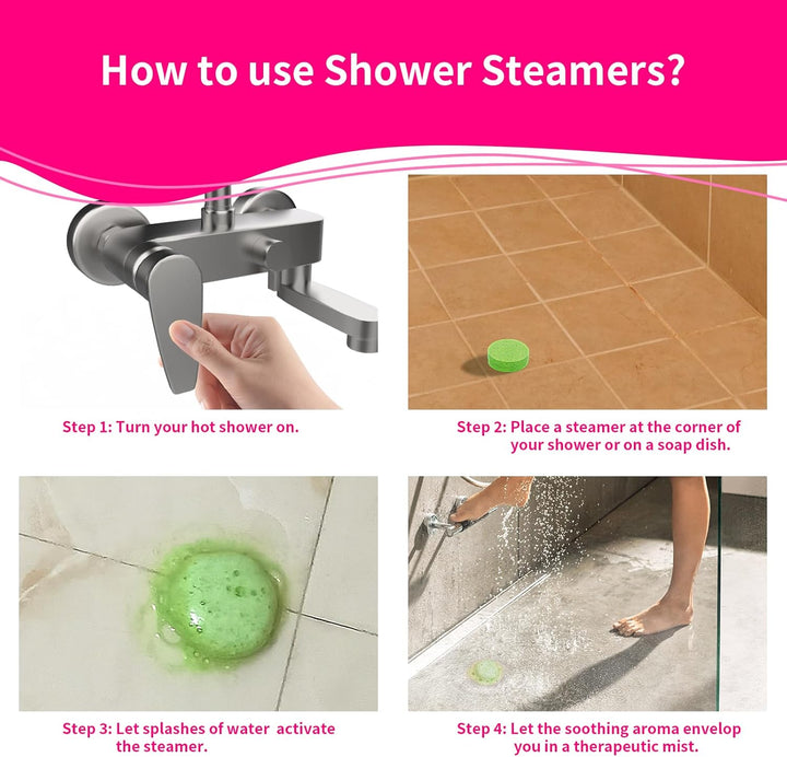 24 Pcs Shower Steamers Aromatherapy Shower Tablets, Stress Relief and Luxury Self Care,Vegan Organic Shower Bomb Set, Pampering Birthday Relaxing Presents Hampers for Women Mum