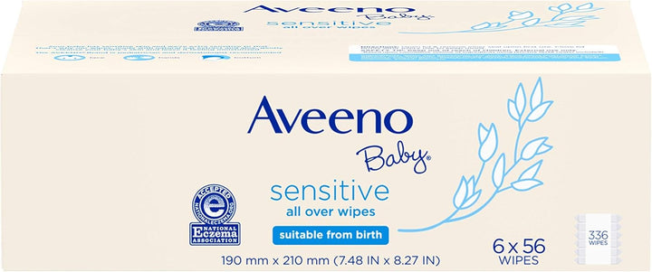 Baby  Baby Sensitive All over Wipes, Hypoallergenic & Fragrance-Free, 6 Pack of 56 Ct, 336Count