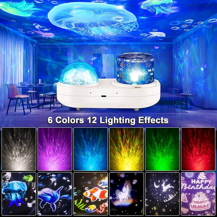 Ocean Projector Night Light, 360°Rotating Kids Night Light with 7 Films and Timer Sensory Lights, Bedroom and Ceiling Projector, Gifts for Children and Adults