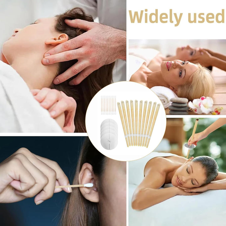 25 Piece Set of Natural Beeswax Ear Candles, Beeswax Ear Candles Kit, Beeswax Ear Candles for Blocked Ears with 5 Protective Disks+10 Cotton Swab for Health Care of Blocked Ears (Yellow)