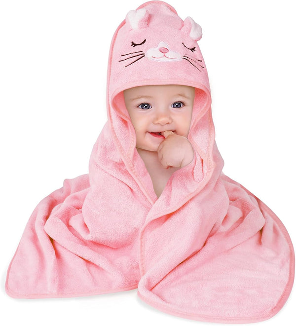 Baby Towels with Hood, Baby Bath Towels, 80X80Cm Soft and Absorbent Large Baby Bath Towel for Newborn and Infant, Toddler Bath Towel for Boys and Girls (Pink)