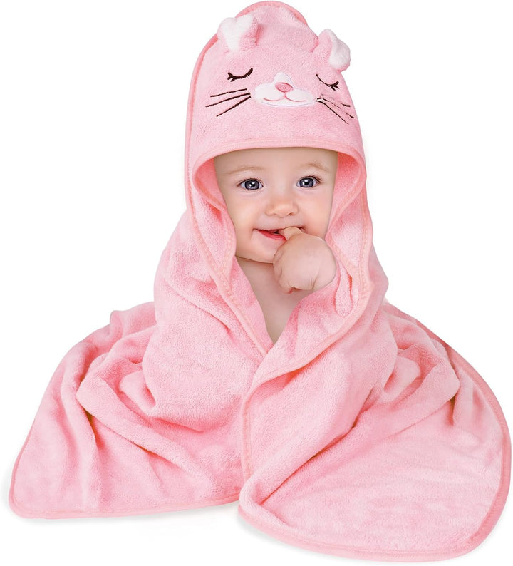 Baby Towels with Hood, Baby Bath Towels, 80X80Cm Soft and Absorbent Large Baby Bath Towel for Newborn and Infant, Toddler Bath Towel for Boys and Girls (Pink)