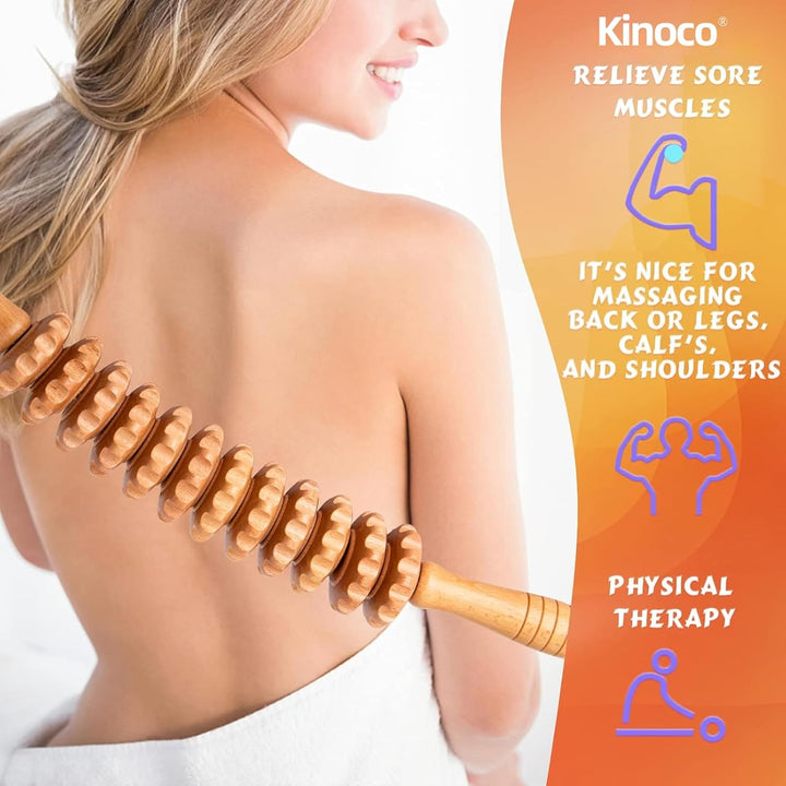 Curved Wood Therapy Massage Roller Tools,Lymphatic Drainage, Cellulite Massage & Wooden Muscle Roller Stick for Waist and Thigh, Stomach Rolling Massager Tool