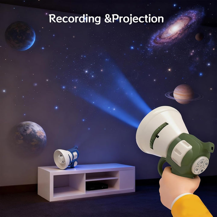 Hilarious Costume Projector & Voice Changer Speaker, Transformation Projector Speaker, Prank Voice Props Can Record Audio, Handheld Projectors Bag Charm for Everyone(Green)