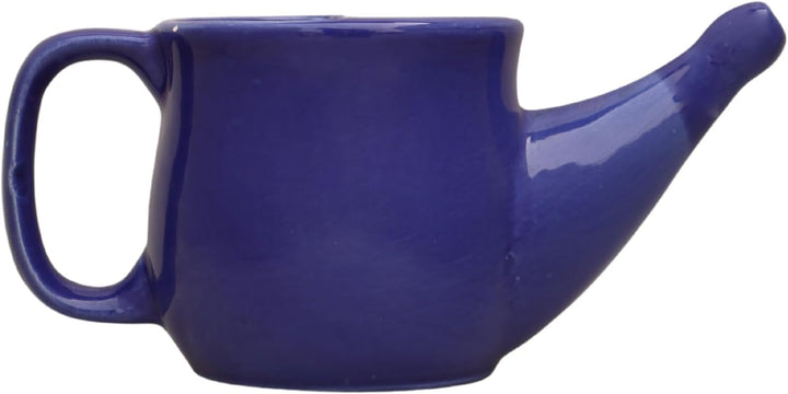 Ancient Impex Ceramic Neti Pot 400 Ml (Blue) | Spill-Proof & Microwave Safe Nasal Cleaning Pot for Sinus, Allergy & Congestion Relief | Reusable & Eco-Friendly Jala Neti Pot