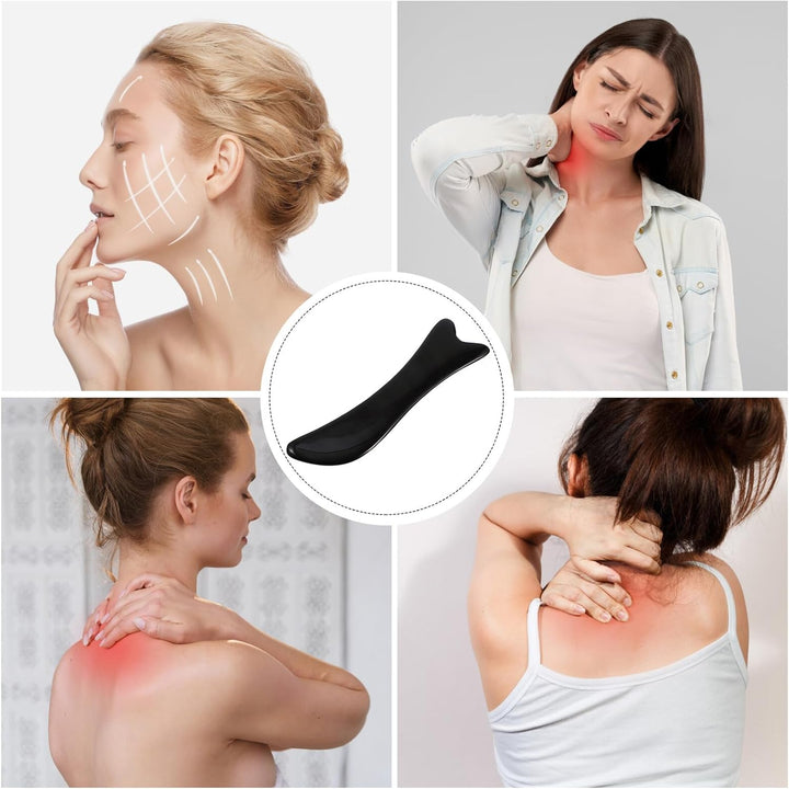 Gua Sha Board Facial Massager for Women Natural Buffalo Horn Scraping Tool with Rounded Edges Enhances Promotes Collagen Deep Skincare Absorption for Facial and Eye Therapy