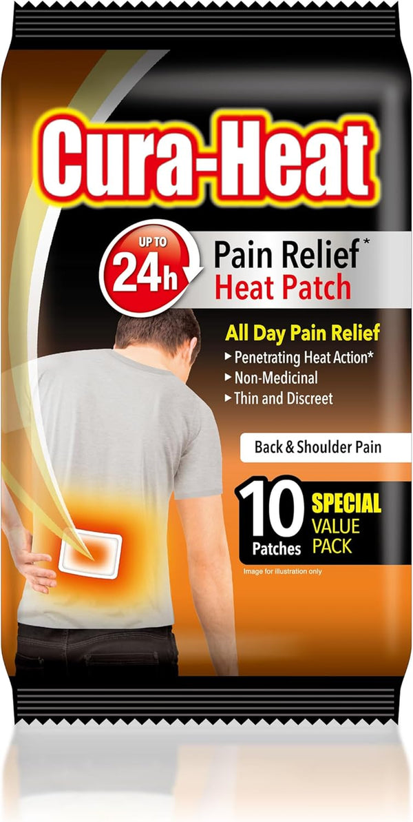Back and Shoulder Pain Heat Patch | 10 Patches | Targeted Pain Relief | Pain Relief up to 24H | Penetrating Heat Action