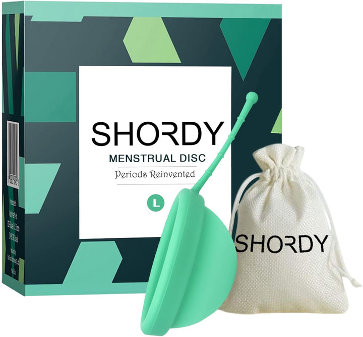Reusable Menstrual Disc Set of 2 (Small & Large) with Storage Bag, Medical-Grade Silicone, Soft Period Disc, Medium Flow Kit, Feminine Hygiene & Care | Tampons, Pads & Cups Alternative (Green)