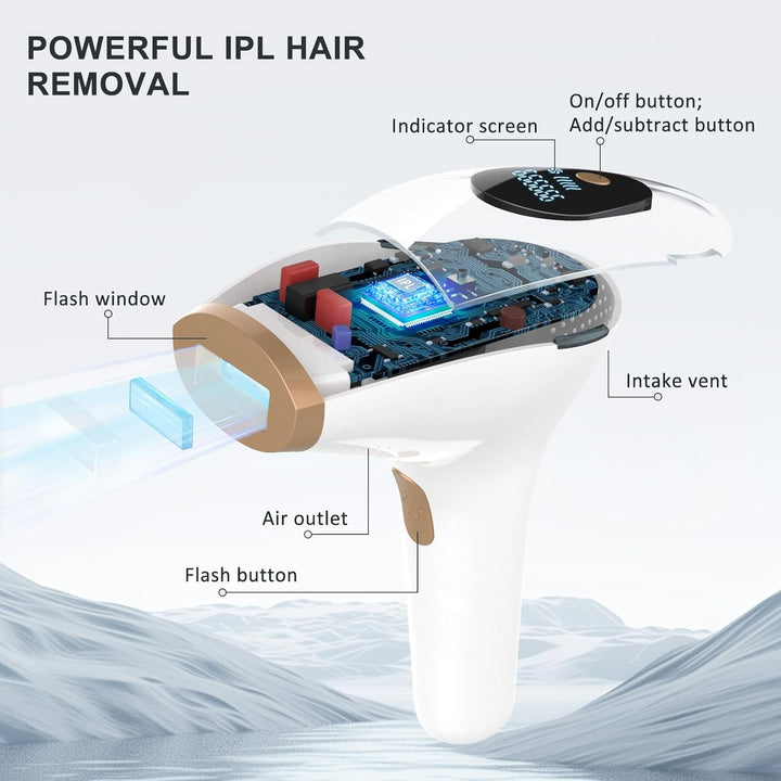 IPL Hair Removal Devices,  Laser Hair Removal Device 999.999 Flashes for Women/Men, up to 1200NM Wavelength, Two Mode, High Energy Levels Painless Laser Hair Removal for Whole Body (White)