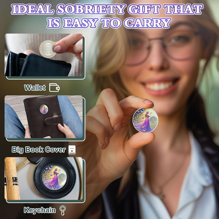 Butterfly Fairy 2 Year Sobriety Chip, Sober Women Two Year Sober Chip - Clean AA Chips and Medallion - Recovery Affirmation NA AA Coin - Narcotics Alcoholics Anonymou Sobriety Gifts for Women
