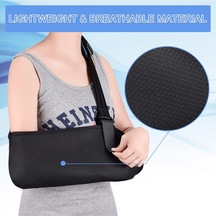 Universal Arm Sling, Shoulder Immobilizer with a Foam Neck Pad for Women, Men, Teenager, Adjustable Arm Support Strap for Broken Wrist, Elbow, Dislocated Shoulder - M