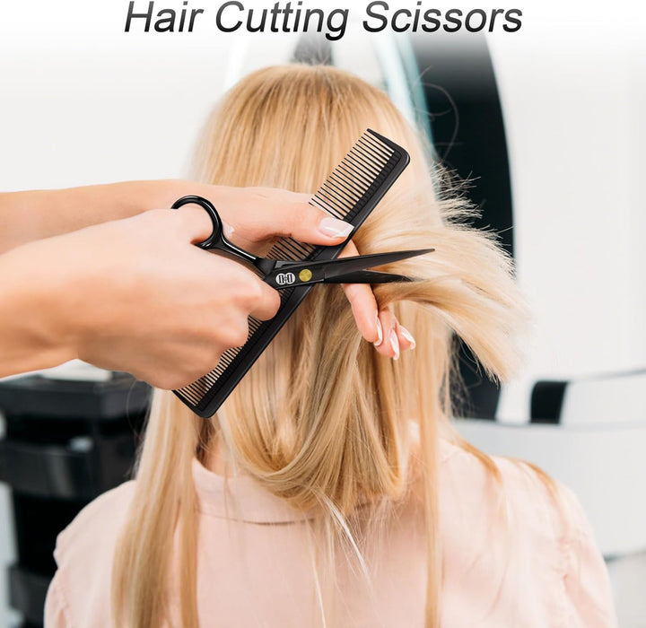Hair Scissors Hairdressing Set, Professional Hair Cutting Scissors Barber Kit (6.7 Inch Hair Beard Hairdressers Trimming Barbering Thinning Shears) for Men Women Haircut Home Salon (Black)
