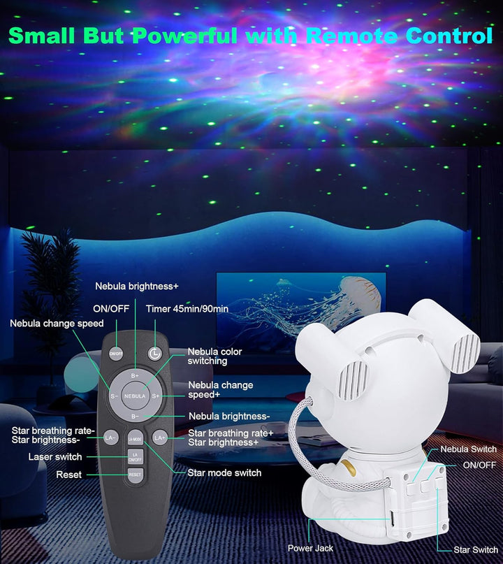 Astronaut Galaxy Projector, Spaceman Light Projector with Timer, Remote Control 360°Adjustable Space Projectors, Galaxy Star Projectors Starry Night Light for Bedroom Kids Adults Room Decor