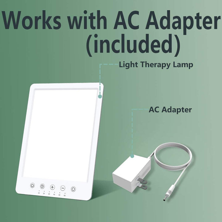 Sun Lamp 10000 Lux LED Energy Therapy White Warm Light with 7 Timer and 10 Adjustable Brightness and with Memory Function and 2 Flexible Placement. (White)