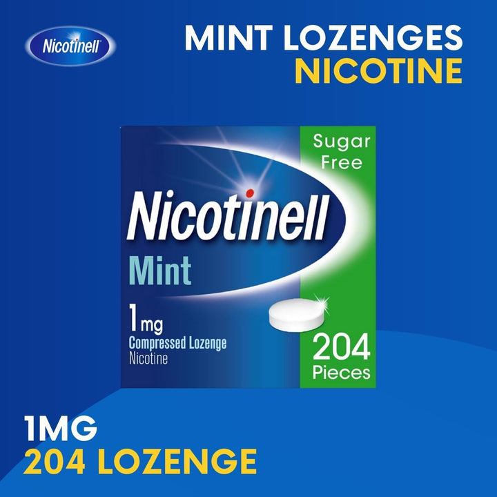 Mint Lozenge 1Mg (204 Lozenges), Stop Smoking Aid, Sugar Free Nicotine Lozenges, Fresh Mint Flavour, 1Mg Regular Strength for Light Smokers, Quit Smoking Aid
