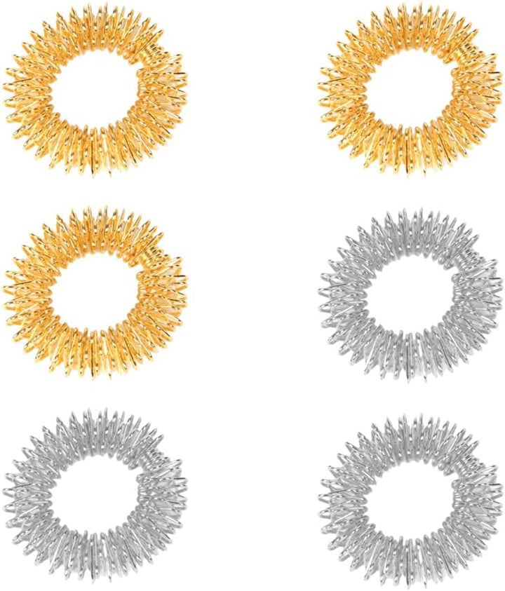 Acupressure Rings - 6 Piece Set, Finger Massage Rings for Teenagers & Adults