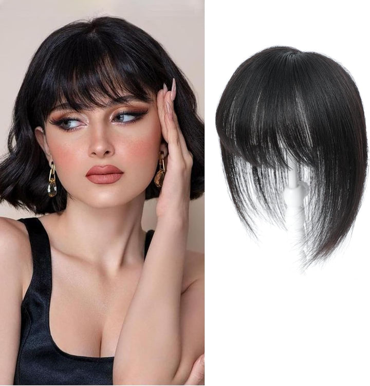 Hair Toppers for Women Human Hair Topper Clip in Fringe Hand-Woven Swiss Base Hair Topper (Ombre Light Brown with Blond Highlight)