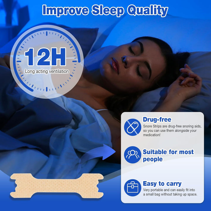 Nasal Strips-80 Pieces Nose Strips for Breathing,Sleep Aid & Snoring Relief,Physically Lifts Nose to Improve Breathing,Eases Congestion,Drug-Free Nasal Strips,Snoring Aid for Men & Women