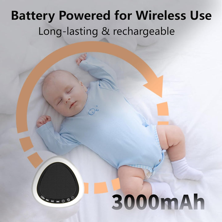 White Noise Machine Baby, 34 Soothing Sounds, 8 Colors Night Light, Battery Powered Bluetooth Function Sleep Timer, White Noise Sound Machine for Adults Kids Sleeping