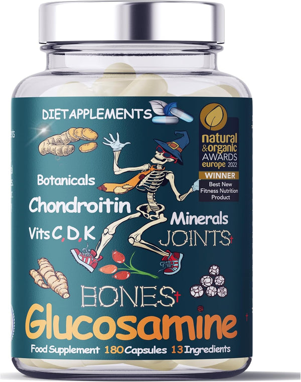Glucosamine & Chondroitin Complex – 180 High Strength Capsules – Turmeric, Ginger, Black Pepper, Rosehip, Vitamin C, Vitamins D & Vitamin K, Zinc, Manganese and Copper & Potassium for Bones and Joints