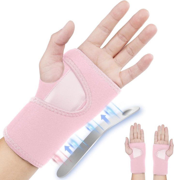 Adjustable Wrist Strap Carpal Tunnel Compression Splint Relieves Pain, Sprains, Tendonitis and Joint Pain, Breathable Brace Provides Wrist Support (Left)