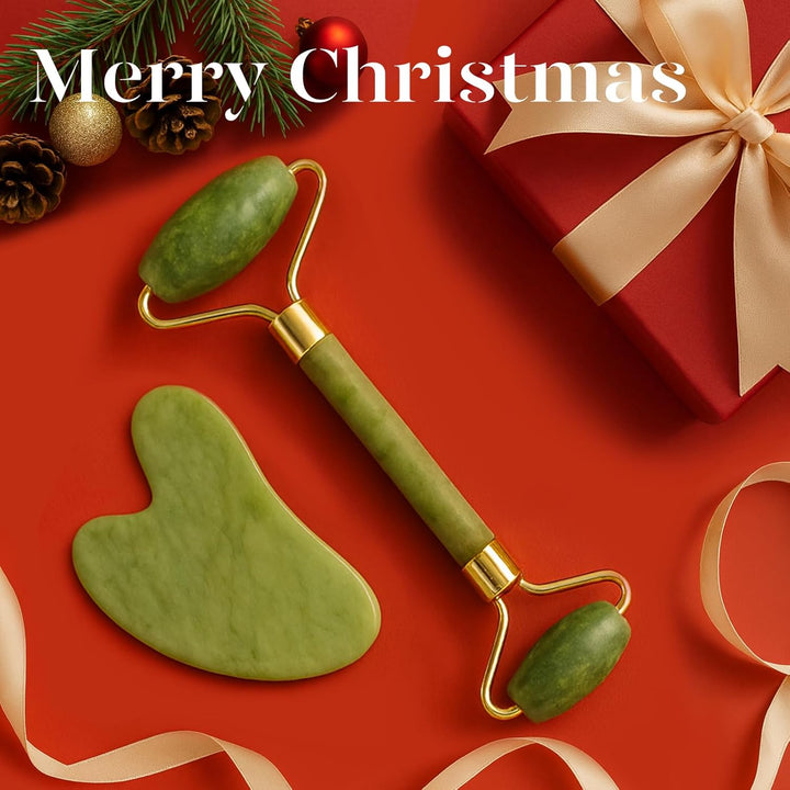 Gua Sha Set and Jade Roller, Jade Gua Sha & Face Rollers for Women, Self Care Gifts for Women, Body Muscle Relaxing, Improve Eye Puffiness, Skin Care Gift